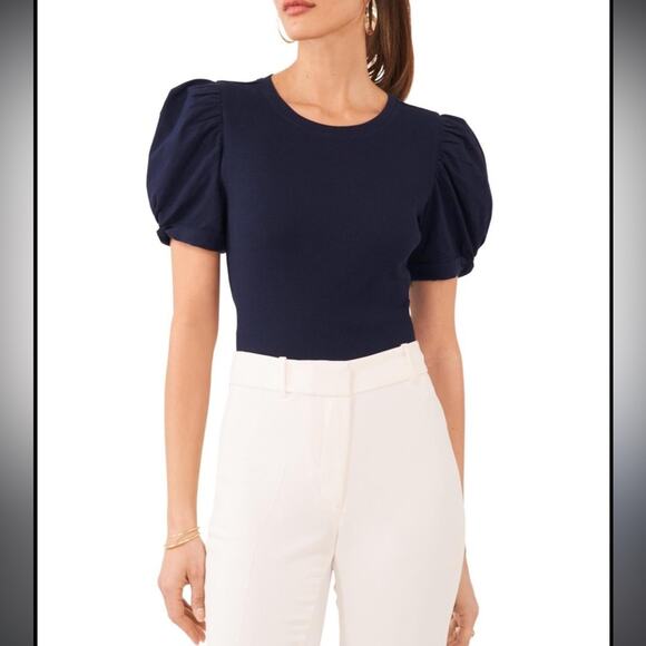 1. State | Puff Sleeve Short Sleeve Knit T-Shirt Size S - Picture 1 of 10